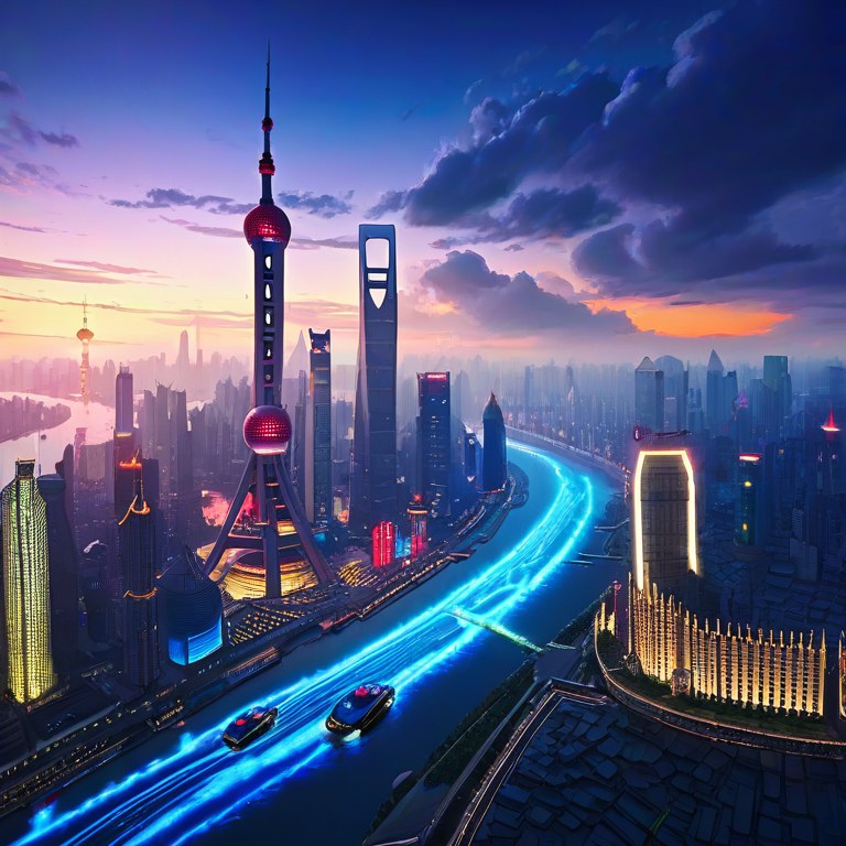 ComfyUI · 数字绘上海黄昏 示例图