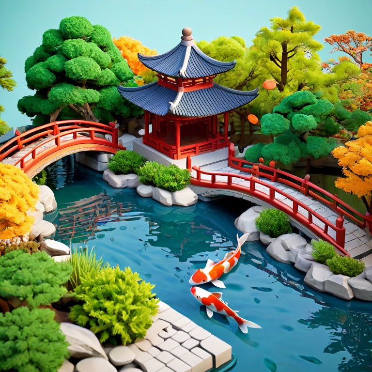 ComfyUI · 等距微缩中式园林 示例图