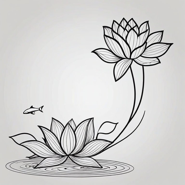 ComfyUI · 荷花鲤鱼线稿 示例图
